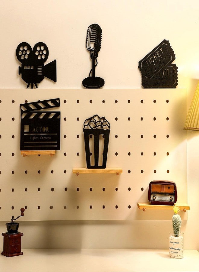 Yookeer خمس قطع ديكور لغرفة الوسائط المتعددة: بكرة فيلم خشبية، ديكور مسرح منزلي، لوحة جدارية سينمائية، بكرة فيلم، حركة مسرحية، لافتة تذاكر فشار، ديكورات حفلات ذات طابع ليلة سينمائية للمنزل، غرفة النوم، المكتب، الاستوديو - Image 4